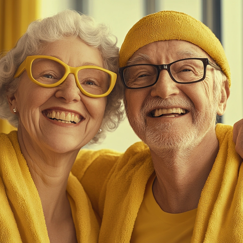 Щасливі пенсіонери посміхаються після заняття