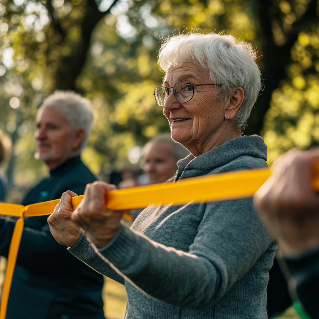 Пенсіонери займаються на свіжому повітрі